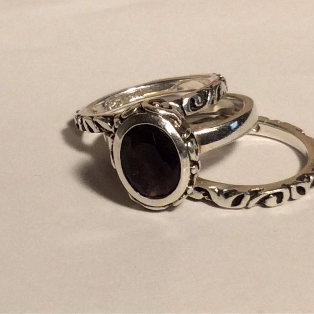 R1384 Retired Silpada Smoky Quartz Stackable Rings size 7